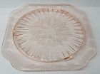 Jeannette Pink ADAM 9 3/4 In Square 3-Footed CAKE PLATE