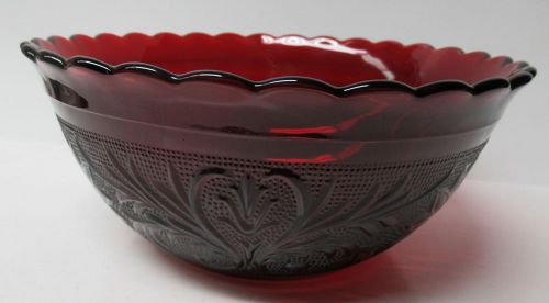 Anchor Hocking Ruby Red SANDWICH 8 In SCALLOPED EDGE BOWL