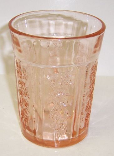 Federal Glass Pink SHARON CABBAGE ROSE 4 1/2 In 9 Oz THICK TUMBLER
