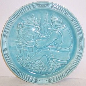 Homer Laughlin Turquoise FIESTA 7" Potters 1939 WORLD'S FAIR PLATE