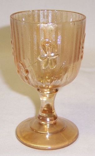 Jeannette Iridescent IRIS and HERRINGBONE 3 3/4 In WINE GOBLET