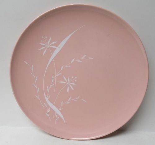 Texas Ware Melamine Pink with White Flowers 9 3/4 In DINNER PLATE