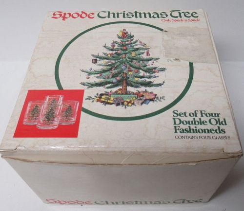 Spode CHRISTMAS TREE 12 Oz Double Old Fashion Tumblers, Set of 4, OB