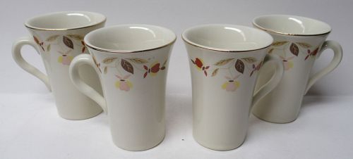 Hall 1992 NALCC AUTUMN LEAF 4 In CHOCOLATE MUGS, Set of FOUR
