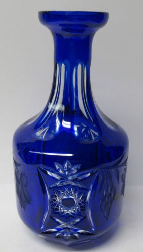 Nachtmann W. Germany 8 1/2 In Cobalt to Crystal WINE BOTTLE-NoStopper