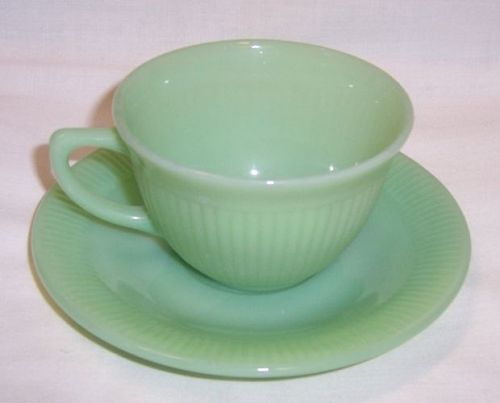 Anchor Hocking Fire King Jadeite Jade JANE RAY CUP and SAUCER