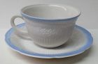 Anchor Hocking Fire King Vitrock with Blue Trim ALICE CUP and SAUCER