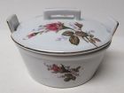 Sango China Japan MOSS ROSE BUTTER TUB with LID, Gold Trim