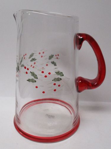 Pfaltzgraff WINTER BERRY 9 In High 64 Ounce Glass WATER PITCHER, OB