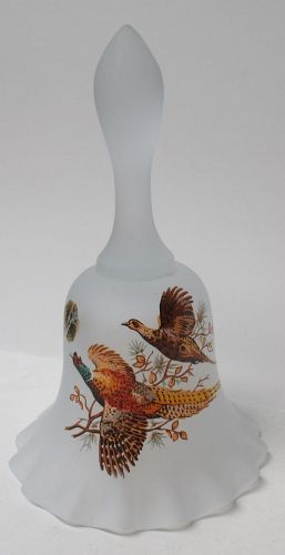 Westmoreland Crystal Frost FLYING PHEASANTS 6 In BELL, Orig. Label