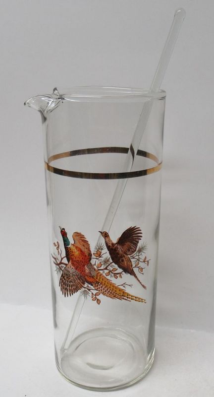 Westmoreland Glass FLYING PHEASANTS 7 3/4 In COCKTAIL SERVER/STIRRER