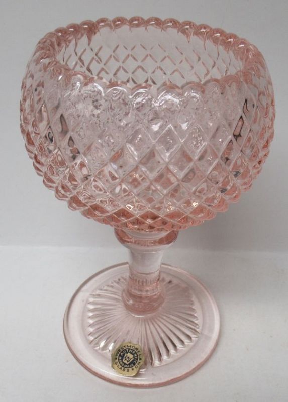 Westmoreland Glass Pink ENGLISH HOBNAIL 5 1/2 In Footed ROSE BOWL