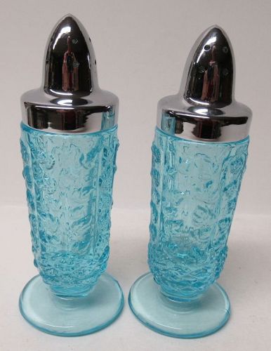Westmoreland Ice Blue PANELED GRAPE 4 1/2 In SALT and PEPPER Shakers