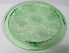 Jeannette Depression Glass Green SUNFLOWER 9 3/4 In 3 Ftd CAKE PLATE
