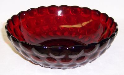 Anchor Hocking Fire King Red BUBBLE 8 3/8 In ROUND BERRY BOWL
