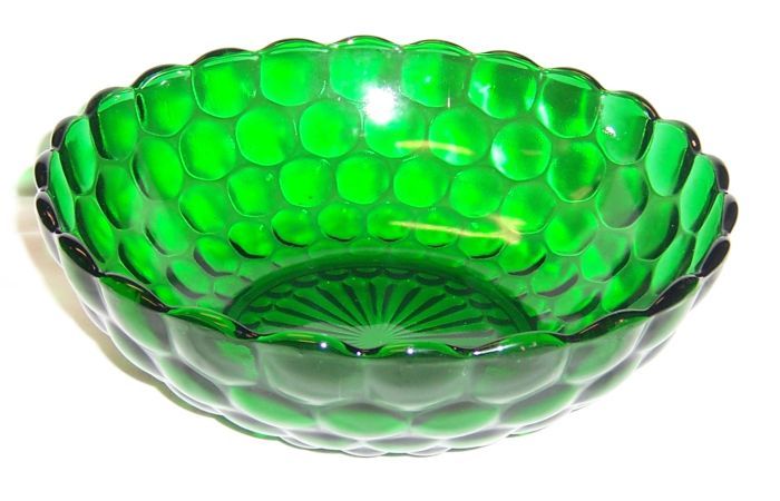 Anchor Hocking Fire King Green BUBBLE 8 3/8 In ROUND BERRY BOWL
