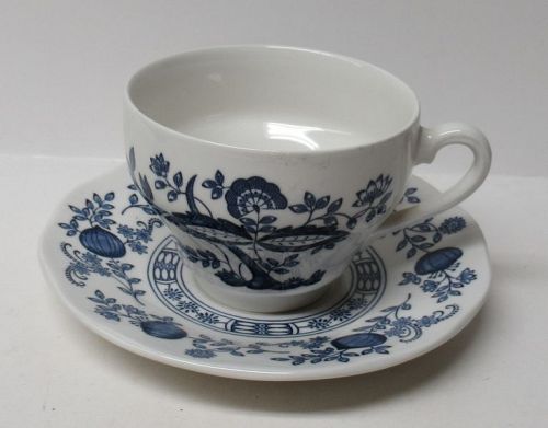 Enoch Wedgwood Tunstall England BLUE ONION CUP and SAUCER