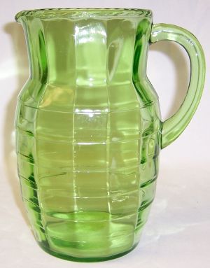 Hocking Depression Green BLOCK OPTIC 8 1/4 In 54 Ounce PITCHER