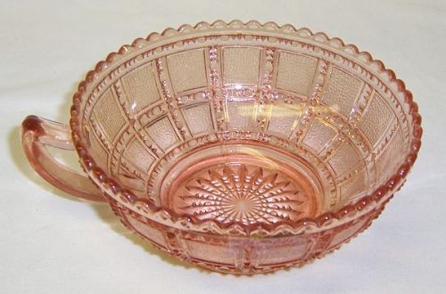 Imperial Pink BEADED BLOCK 5 1/2 Inch One-Handled BOWL