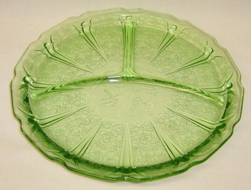 Jeannette Green CHERRY BLOSSOM 9 1/4 Inch 3-Part GRILL PLATE