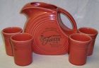 Homer Laughlin Persimmon FIESTA 5-Piece 1996 PITCHER SET, Original Box