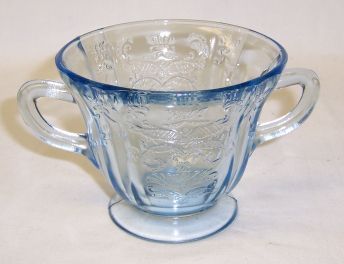 Federal Depression Glass Blue MADRID 2-Handled Open SUGAR BOWL