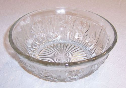 Jeannette Depression Crystal IRIS and HERRINGBONE 5 3/8 In CEREAL BOWL