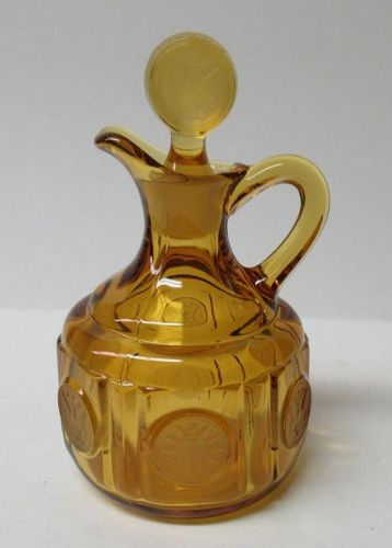 Fostoria Glass Amber COIN 6 Inch 7 Ounce CRUET with STOPPER