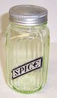 Hocking Transparent Green Ribbed 4 1/4 In SPICE SHAKER, Label and Lid