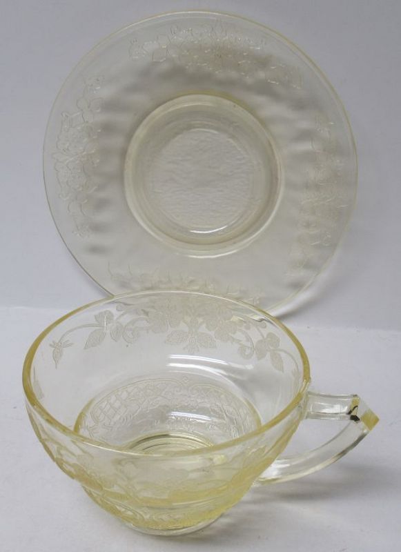 Indiana Glass Yellow VERNON, No. 616, Tea or Coffee CUP and SAUCER