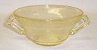 Hazel Atlas Yellow FLORENTINE 2 POPPY 2 Two-Handled CREAM SOUP BOWL