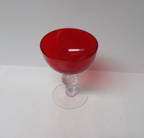 Morgantown SPANISH RED Crystal GOLF BALL Stem SHERBET CHAMPAGNE