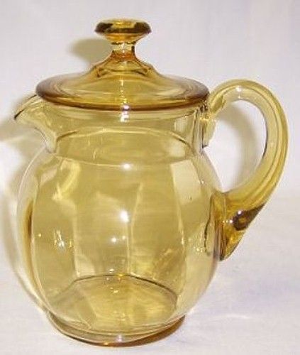 Paden City Amber RIBBED OPTIC 6 1/4 In GUEST PITCHER with LID