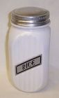Hocking Vitrock White 6 1/4 In RIBBED 20 Oz RICE CANISTER, Metal Lid