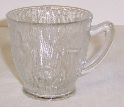 Jeannette Glass Crystal IRIS and HERRINGBONE DEMITASSE CUP-Only