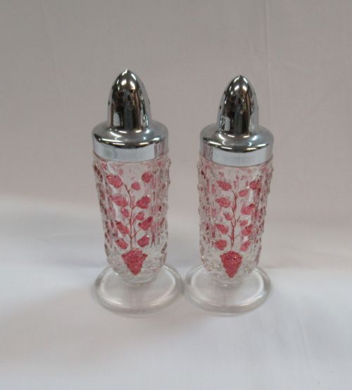 Westmoreland Ruby Flashed PANELED GRAPE SALT and PEPPER Shakers.OL