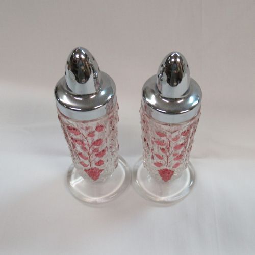 Westmoreland Ruby Flashed PANELED GRAPE SALT and PEPPER Shakers.OL