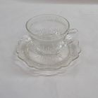 Jeannette Depression Glass Crystal SUNBURST CUP and SAUCER