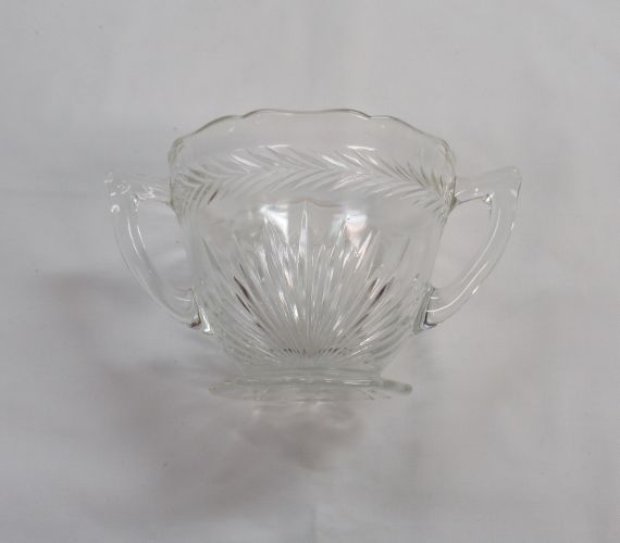 Jeannette Depression Glass Crystal SUNBURST Two-Handled SUGAR BOWL