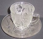 Jeannette Crystal IRIS and HERRINGBONE DEMITASSE CUP and SAUCER