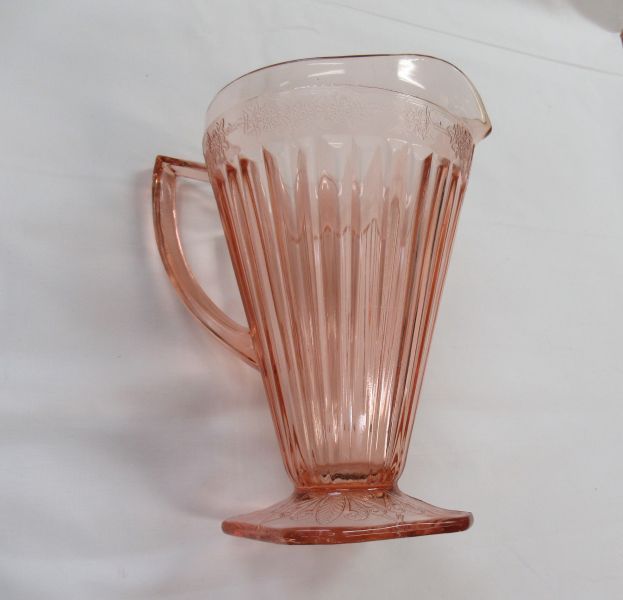 Jeannette Pink ADAM 8 Inch Square Base Footed WATER PITCHER
