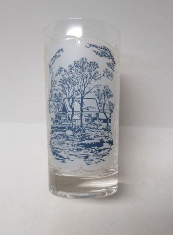 Royal CURRIER and IVES Covered Bridge 5 3/8 Inch WATER TUMBLER