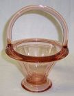 Heisey Flamingo Pink DOUBLE RIB and PANEL 6 Inch Handled BASKET