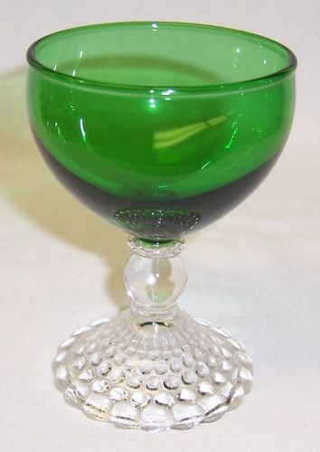 Anchor Hocking Fire King Forest Green BUBBLE 4 Inch COCKTAIL Glass