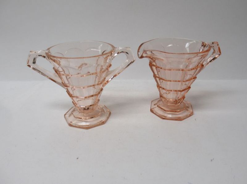 Indiana Depression Glass Pink TEAROOM 3 3/4 In Ftd CREAMER and SUGAR