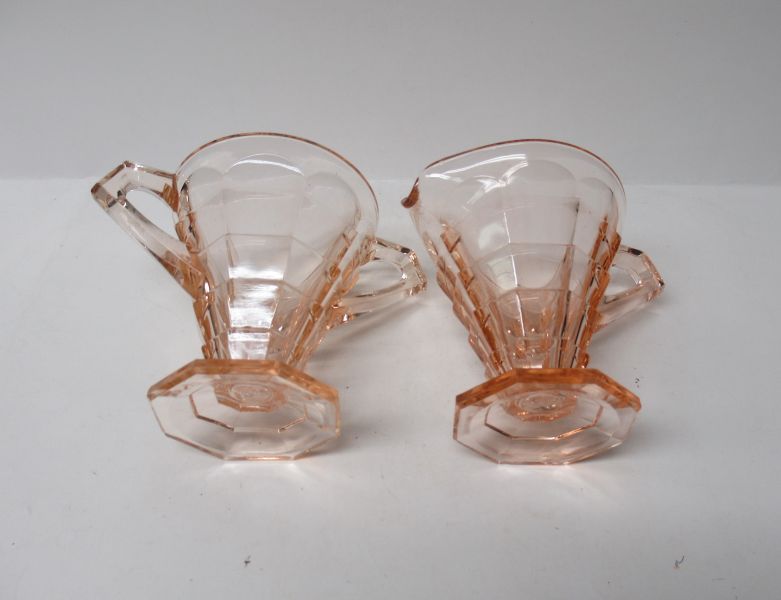 Indiana Depression Glass Pink TEAROOM 3 3/4 In Ftd CREAMER and SUGAR