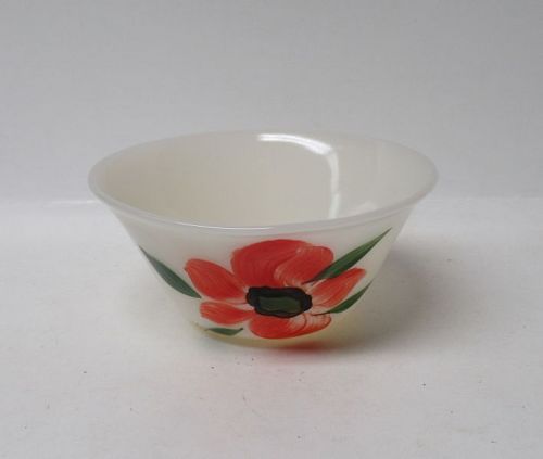 Anchor Hocking Fire King Ivory Hand Painted FLOWER 3 Inch CUSTARD BOWL