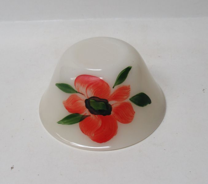 Anchor Hocking Fire King Ivory Hand Painted FLOWER 3 Inch CUSTARD BOWL