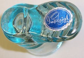 Imperial Glass Blue BOOT TOOTH PICK Holder, Original Label