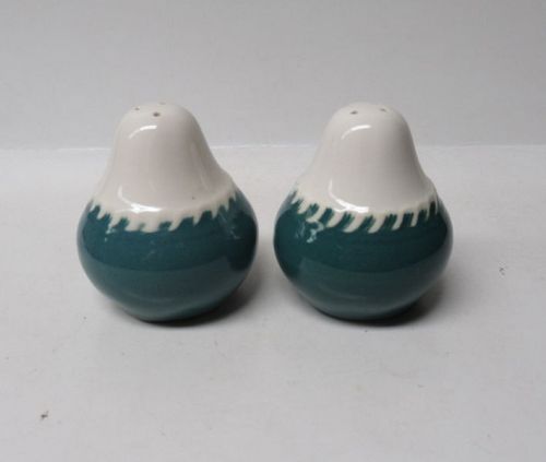 Harker China Dark Green Teal CORINTHIAN 2 1/2 In SALT and PEPPER Pair